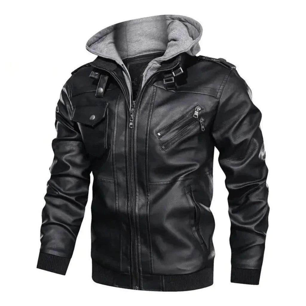 Jaqueta-de-Couro-Masculina-com-Capuz-cinza-facilite-seu-dia