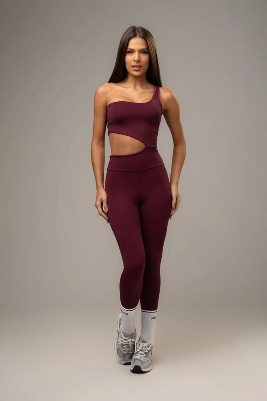 Wine Sculpt Asymmetric Jumpsuit
