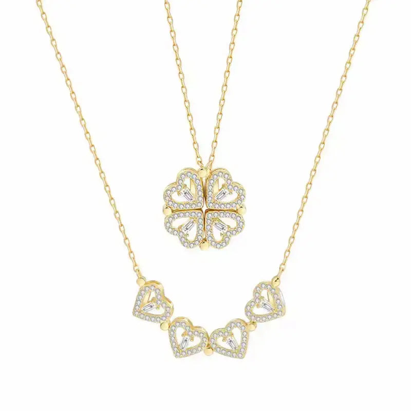 Heart Clover Silver Necklace